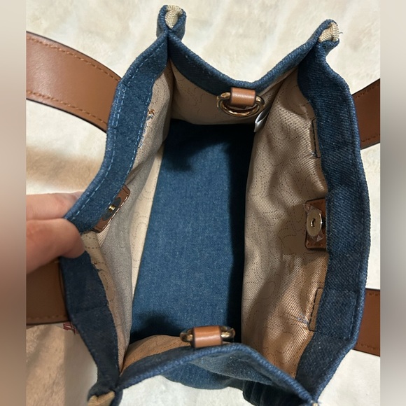 NWT True Religion Buddha Guitar Logo Denim Crossbody Mini Tote Dark Blue - Picture 10 of 14